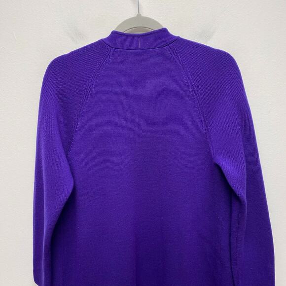 Talbots Womens Purple Pure Merino Wool Long Sleeve Open Front Sweater Blazer XLP - Picture 5 of 8